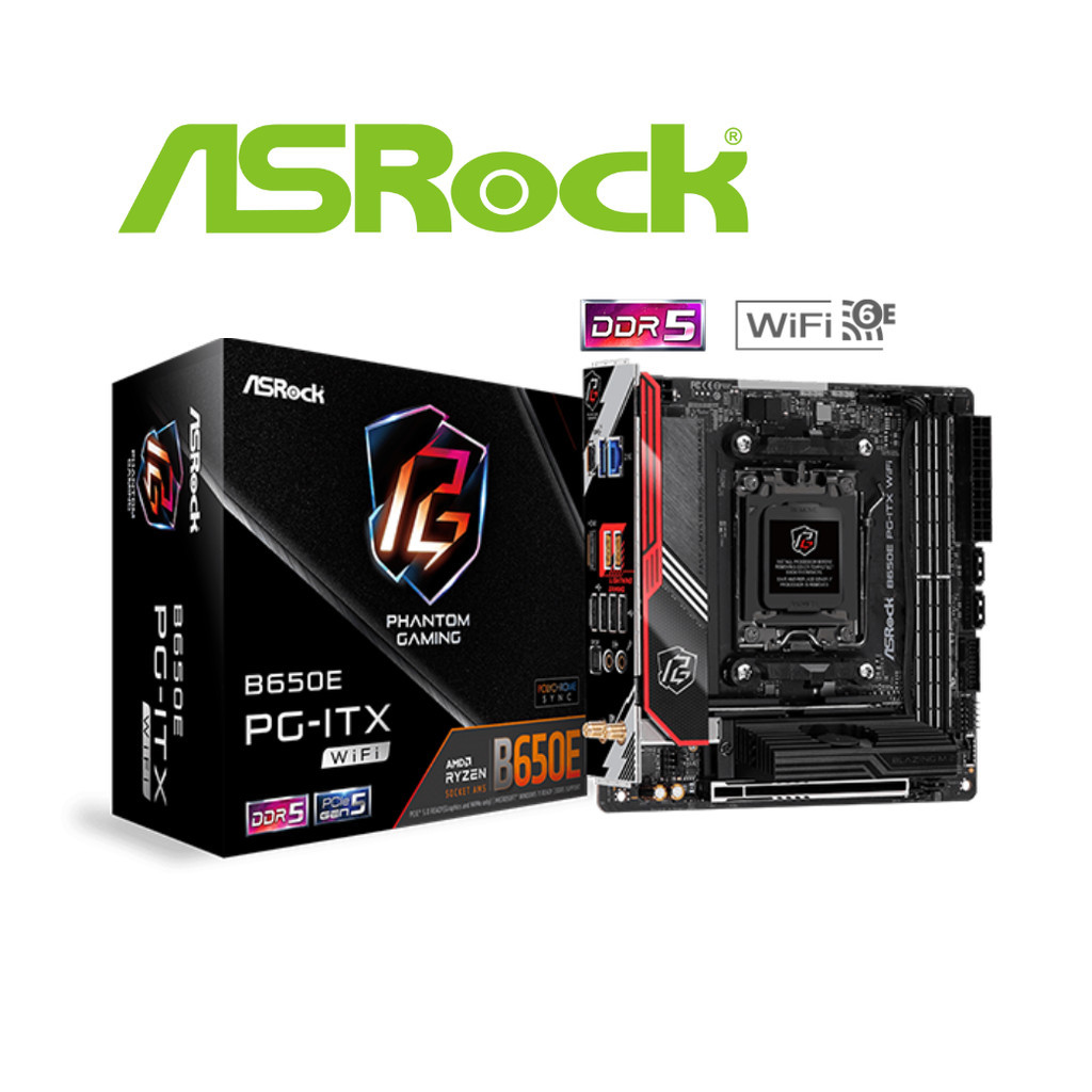 เมนบอร์ด ASRock B650E PG-ITX WiFi AMD AM5 Mini-ITX Motherboard  รับประกัน 3ปี ศูนย์ไทย