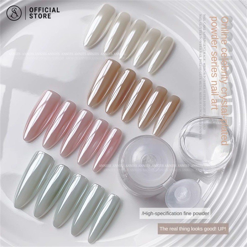 เงินมูนไลท์ ผงทาเล็บคริสตัล ซุปเปอร์ไบรท์ Gradient Texture ผงแต่งเล็บที่ละเอียดอ่อนและไม่ซีดจาง