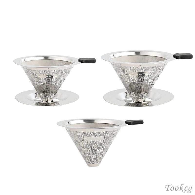 [Tookcg ] Metal Cone Paperless Pour over Coffee Maker for Office Camping Travel