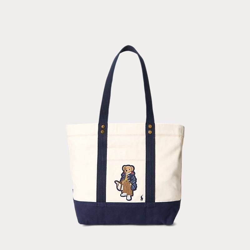 Polo Ralph Lauren Small Bear Cotton-Twill Tote Bag