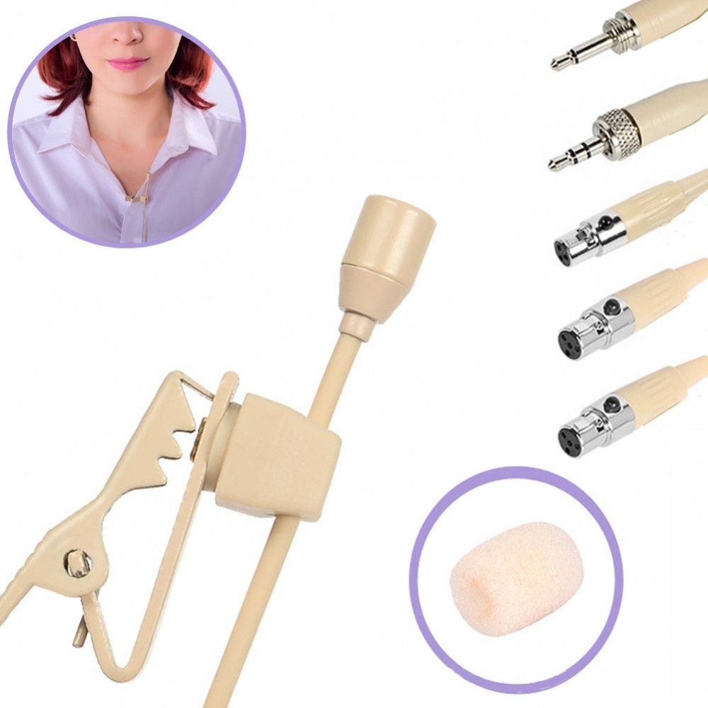 ไมโครโฟน 3-Pin 3.5 มม . 4-Pin XLR Beige Cardioid Lavalier Shure Wireless