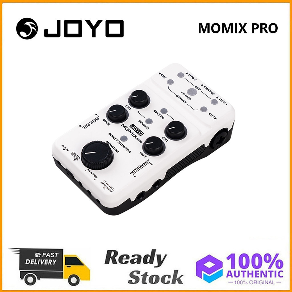 Original JOYO MOMIX PRO Audio Mixer โทรศัพท์ Type-C ขับเคลื่อนอินเทอร์เฟซเสียง USB สเตอริโอ XLR 48V Phantom Power Mixer สําหรับสตรีมมิ่งการบันทึก Podcasting ไมโครโฟน / คีย์บอร์ด
