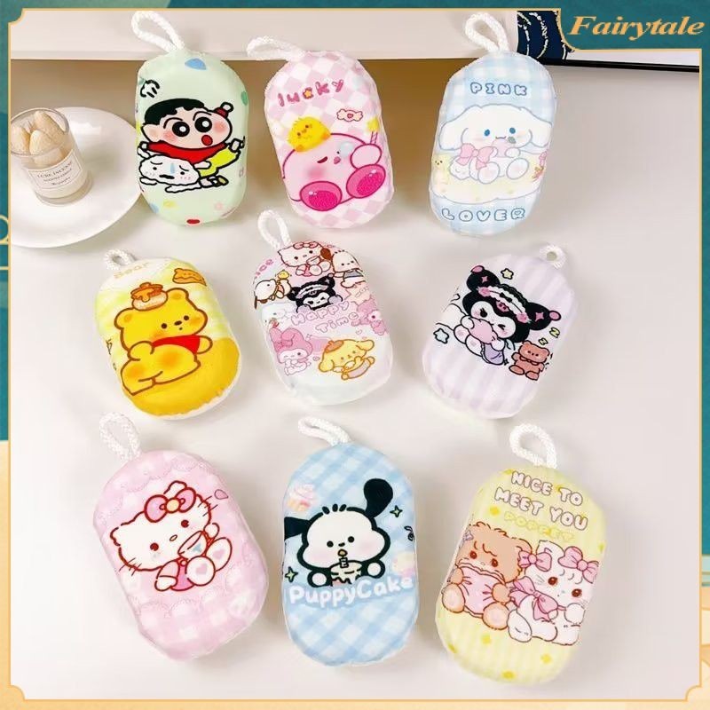 Crayon Shin-chan ลูกบอลอาบน้ำ Loofahs ฟองน้ำโฟม Body Scrub Exfoliating Back Brush ทำความสะอาดผิว Bath Ball Scrub Rubbing Tool