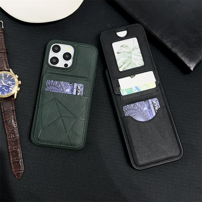 ใหม ่ ผู ้ ถือบัตรเคสโทรศัพท ์ กันเหงื ่ อและกันลื ่ นพร ้ อมขาตั ้ งสําหรับ iPhone 15 14 13 12 11 Pro max หนังกันกระแทกกรณีป ้ องกัน