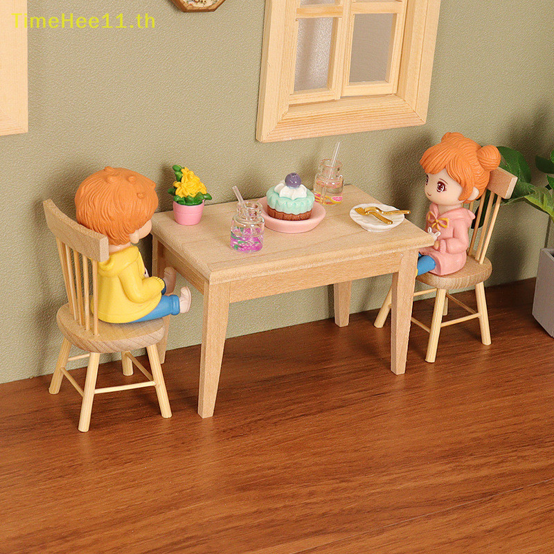 Timehee 1Set Doll House Mini Simple Table And Chair Set Model Doll House Home Scene Decorative TH
