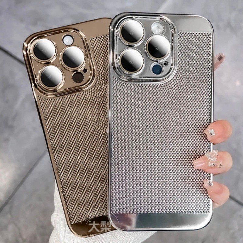 Cellular Cooling PC เคสโทรศัพท์แบบแข็งบางเฉียบสําหรับ iPhone 15 11 12 13 14 Pro Max ชุบปลอกกันกระแทกเลนส์กล้องป้องกันฟิล์มฝาหลัง