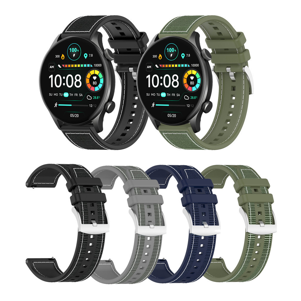 22mm ไนลอนทอซิลิโคน Band กีฬาคอมโพสิตสําหรับ Haylou Solar LS05 Haylou RT LS05S RS3 LS04 RT2 LS10 GST LS09B RS4 LS12 xiaomi นาฬิกา color2 กีฬา S1 pro active