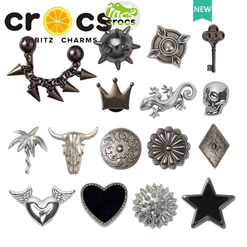 โลหะ jibbitz crocs charms หัวเข็มขัดรองเท้า diy โลหะเงินหัวเข็มขัดตกแต่ง All-Match Unique Hole อุปกรณ์เสริมรองเท้า