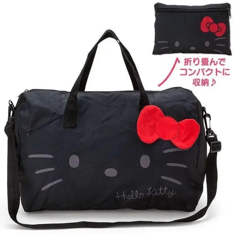 Sanrio Hello Kitty Cinnamoroll การ์ตูนพับกระเป๋าเดินทางผู้หญิง Carry-on Duffel กระเป๋า Crossbody กระเป๋าปรับรถเข็น