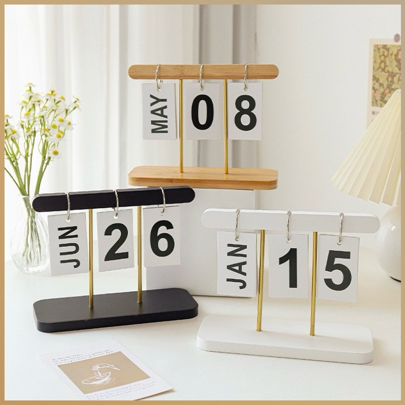 ✨ปฏิทินหมุนหน้ากระดาษ✨ใหม่ป ทำจากไม้ ปฎิทินตั้งโต๊ะ มี 3 สี ตกแต่งโต๊ะ ตกแต่งบ้าน ของแต่งห้องสไตล์มินิมอล