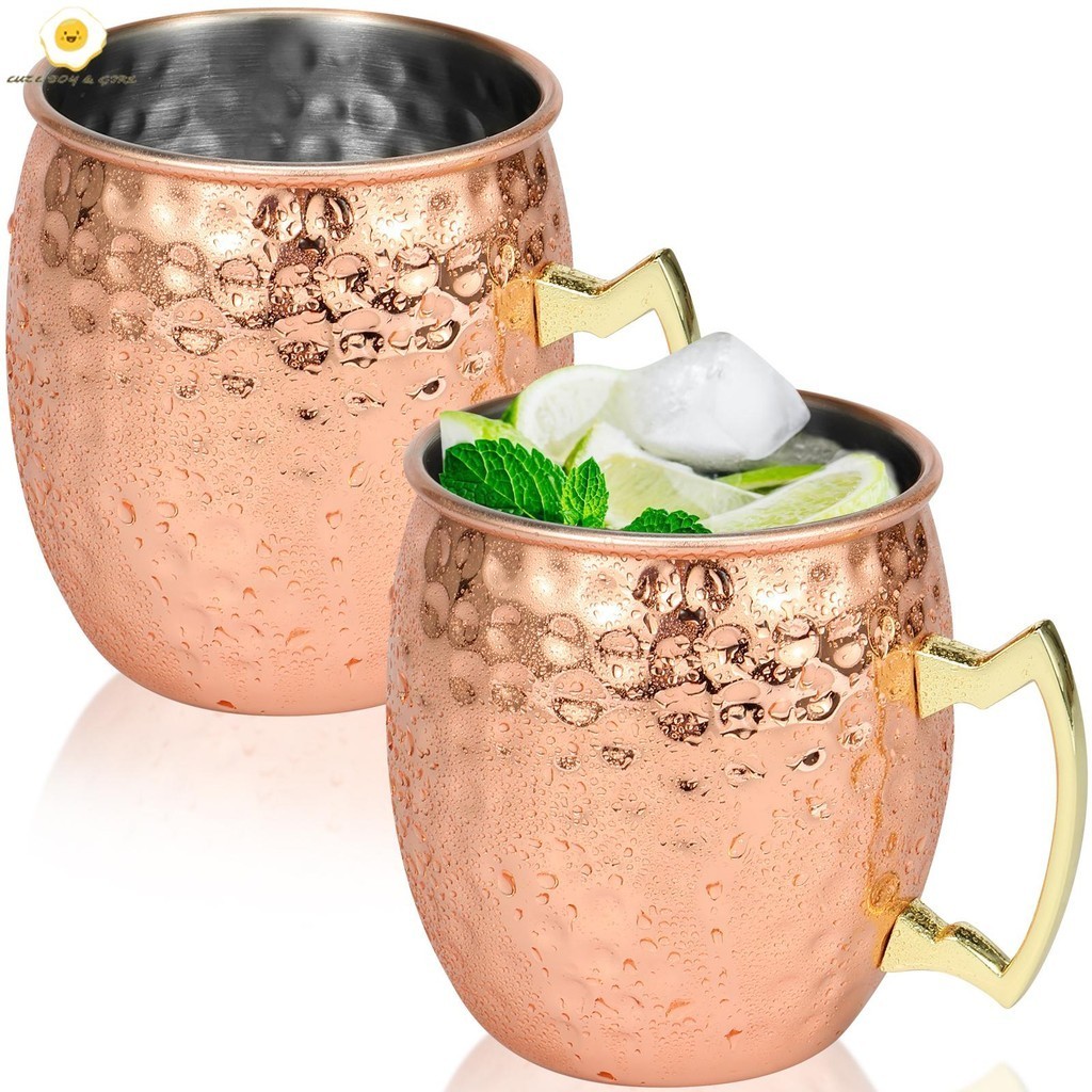 2 ชิ้น Moscow Mule แก้ว 16 ออนซ์ขนาดใหญ่ความจุถ้วย Handcrafted Moscow Mule ถ้วย SHOPSBC5076