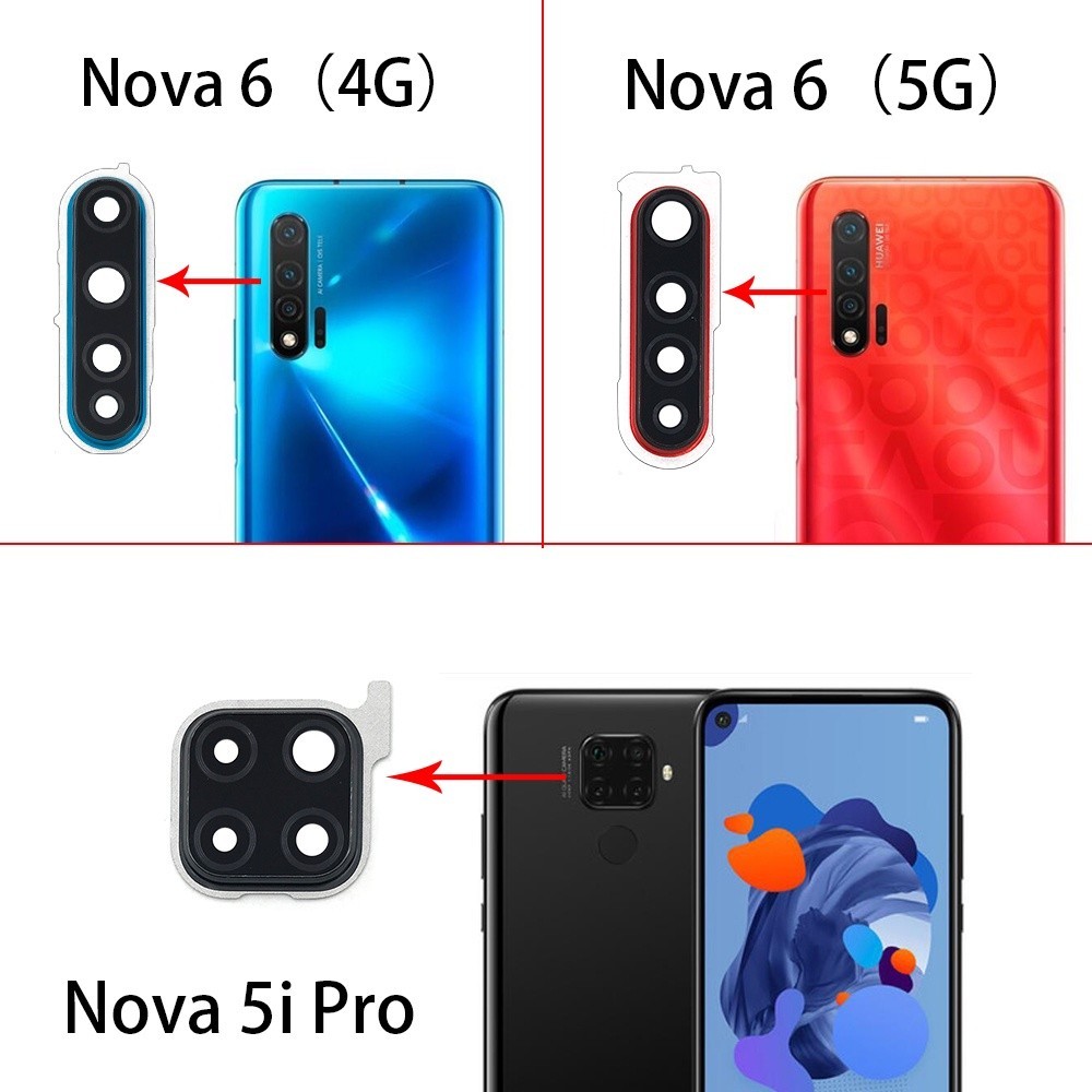 ด ้ านหลังกล ้ องเลนส ์ แก ้ ววงกลมพร ้ อม Adhensive สําหรับ Huawei Nova 5i Pro / Nova 6 4G / Nova 6 5G