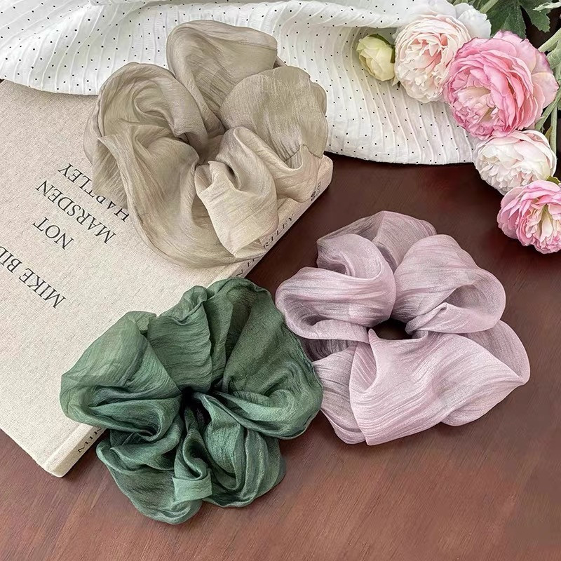 เกาหลีเกาหลี High-End Sense Scrunchy ins สไตล์เกาหลีอารมณ์ขนาดใหญ่ดอกไม้ Pearlescent ซาตินเส้นด้ายผมแหวนฤดูร้อน Tie ผมหัวเชือก