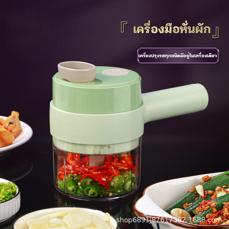 [K033]เครื่องบดกระเทียม ที่ปั่นพริกกระเทียม ที่บดกระเทียม เครื่องปั่นมือดึง มีให้เลือก 2สี