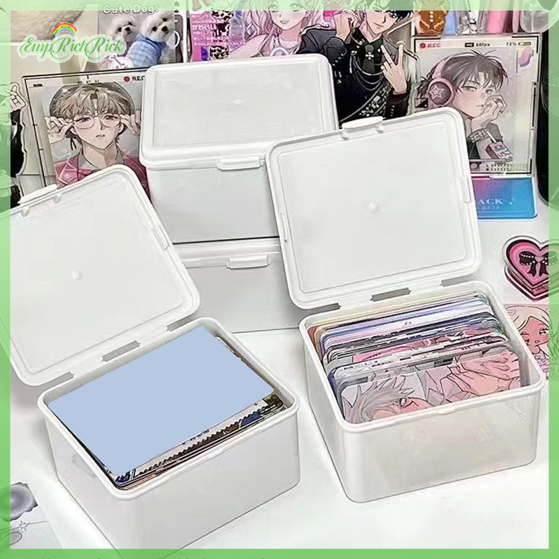 ขายร้อนเกาหลีกล่องเก็บโปร่งใสกล่องตาบอดการ์ดphotocardกล่องเก็บภาพorganizerการจําแนกกล่องพลิกใหม่