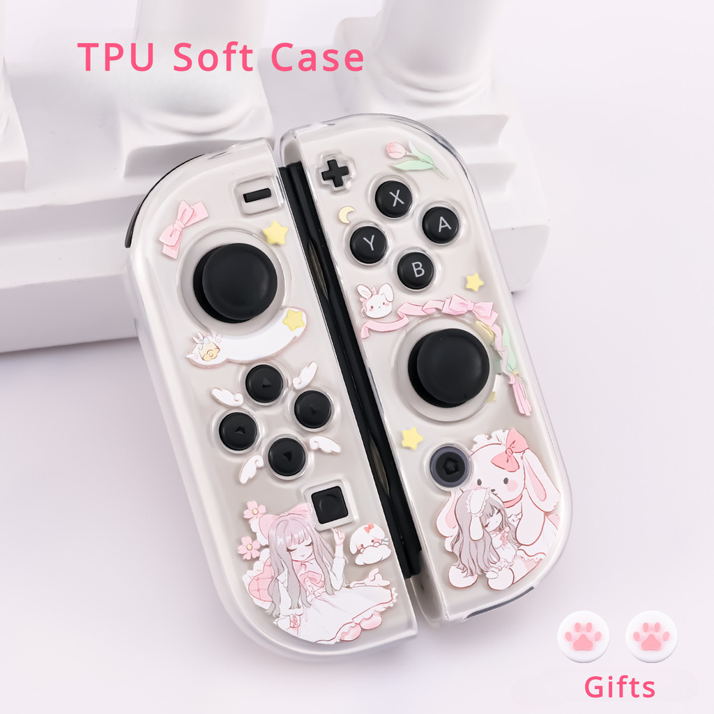 อุปกรณ ์ เสริม Nintendo Switch Joy-con เคสป ้ องกัน Hard Case โปร ่ งใส Soft Shell เหมาะสําหรับ SwitchV1V2 &OLED ​​​​​​​
