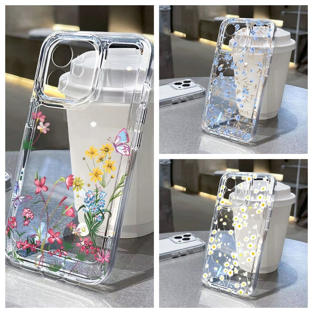 Cute Flower กรณีที่ชัดเจน for Samsung A57 A37 S26 A17 A07 A56 A36 A26 A55 5G A54 A53 A52 A35 A34 A16 A14 A13 A15 A72 A73