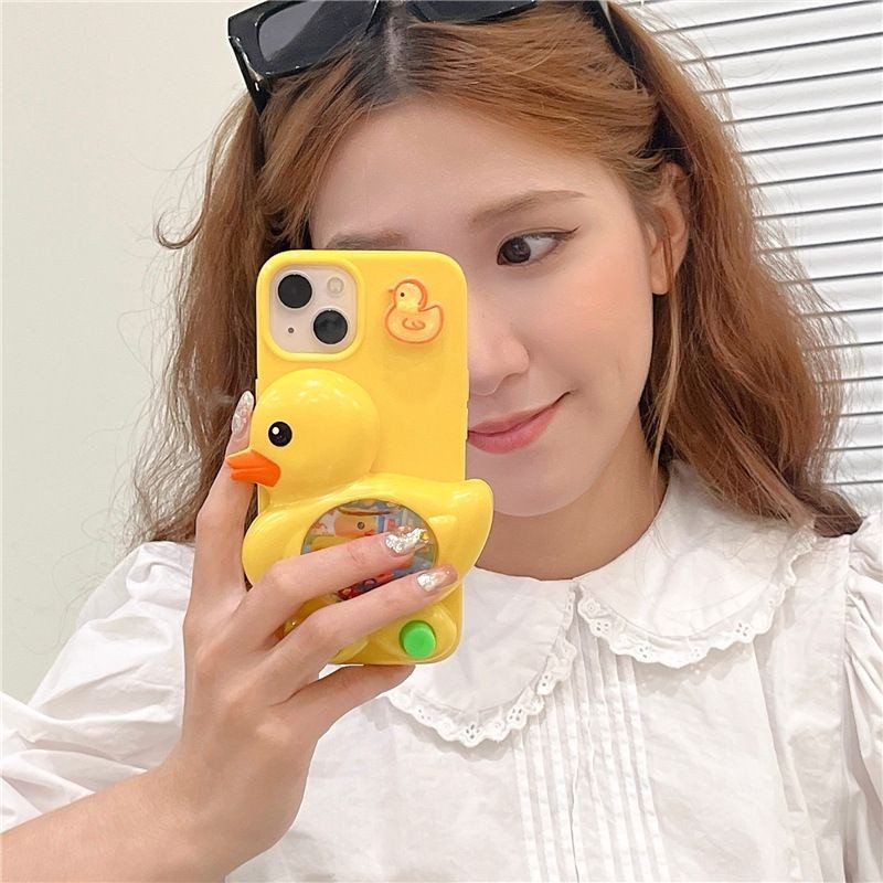 สไตล์มีสไตล์สําหรับ IPhone 11 12 13 15 Pro MAX IPhone 7 Plus 8 Plus IPhone X XR XS MAX IPhone 12 13 14 15 Pro IPhone 14 15 Plus เป็ดสีเหลืองเกมเคสโทรศัพท์