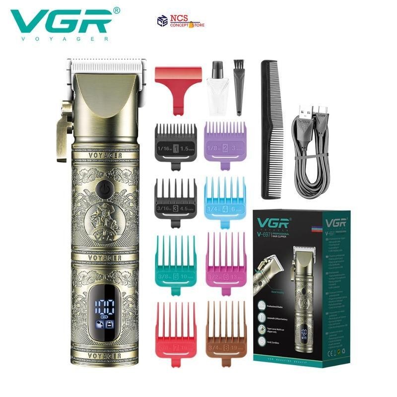 100 % VGR V-697 ปัตตาเลี่ยนผมไฟฟ้าตัดผมมืออาชีพใช้เครื่องตัดผมพร้อมหวีสีสันสดใส