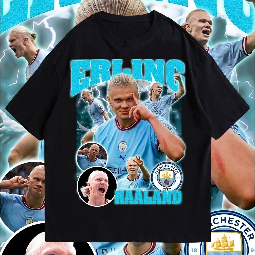 เสื้อ Haaland Mancity สกรคมชัด  cotton 100%