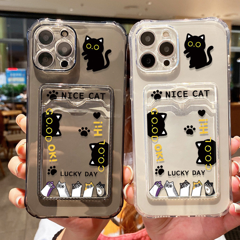 เคสโทรศัพท์ใส่บัตร สำหรับ iphone 11 16 13 15 14 12 Pro Max 7 8 Plus X XS Max SE 2020 เคสโทรศัพท์มือถือแบบใส เคสโทรศัพท์