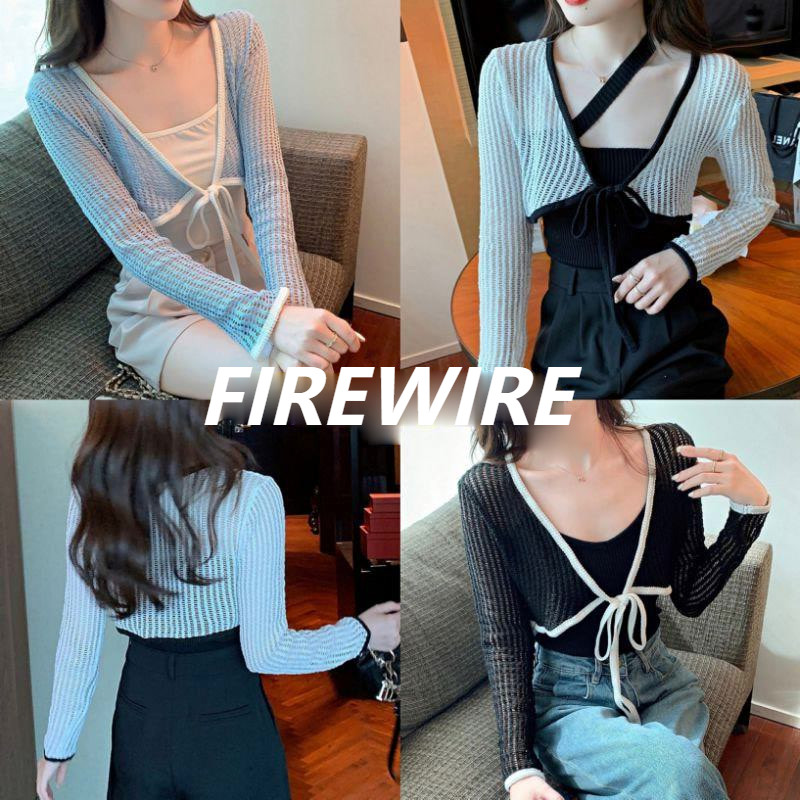 Firewire🔥พร้อมส่ง🔥 เสื้อแจ็คเก็ตถักผ้าบางโปร่งใสเซ็กซี่เสื้อสตรีสุดเท่(5763)