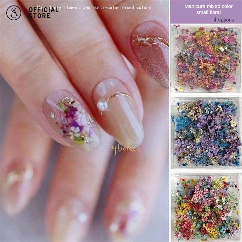 เล็บแห้งดอกไม้อุปกรณ์เล็บ สวนโมเนต์ภาพวาดสีน้ํามันกลีบดอกไม้ดอกไม้ DIY วัสดุเล็บศิลปะ