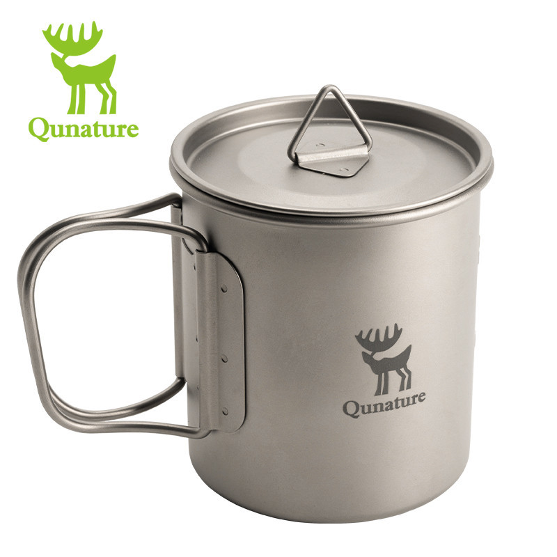 【 Qunature 】Camping Cupถ ้ วยไทเทเนียมกลางแจ ้ งแบบพกพาน ้ ําหนักเบาพับสะดวกชากาแฟถ ้ วยน ้ ําอุปกรณ ์ กลางแจ ้ ง