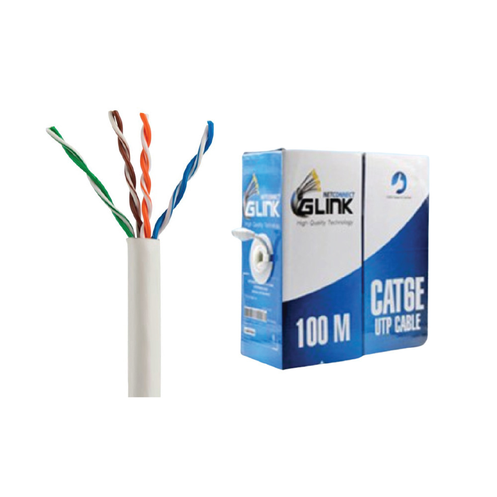 (มีส่งด่วน) GLINK GL6001 สายแลนภายใน สีขาว INDOOR CAT6 UTP CABLE ความยาว 100 เมตร