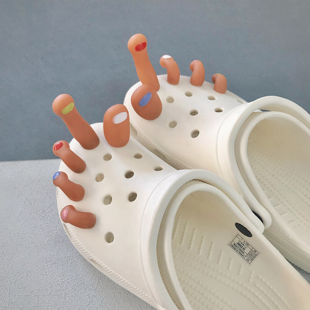 crosc charm jibbits clog jibbits ชุดหัวเข็มขัดรองเท้ายางไขว้ดอกไม้ DIY ใหม่พร้อมหมวกนิ้วเท้า 3D ที่ถอดออกได้