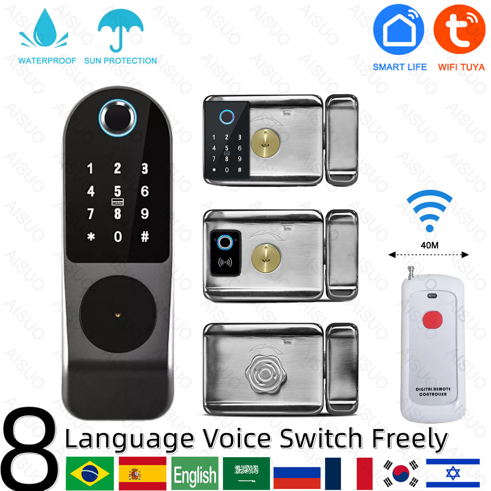 TUYA WIFI Outdoor Waterproof Smart Lock Fingerprint Biometric Digital Lock with Remote Control, Smar