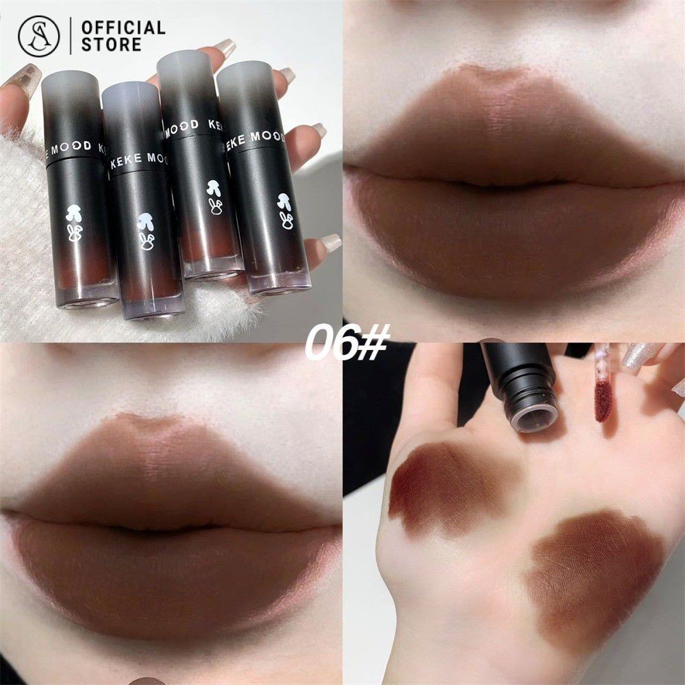 ลิปกลอส, กำมะหยี่ด้าน, นุ่มและเรียบเนียน, เฉดสีเกาลัด, ติดทนนานและกันน้ำ, ลิปกลอสช็อคโกแลต, เครื่องสำอาง KEKEMOOD