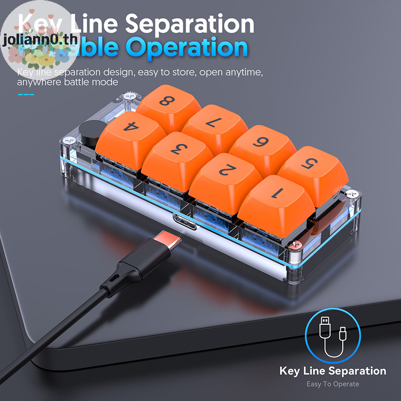Joliann0 8 คีย์ลัดมาโครตั้งโปรแกรมได้ Fully Hot Swappable Mechanical Gaming อุปกรณ์เสริมคอมพิวเตอร์ชิ้นเดียว th - รูปที่ 2