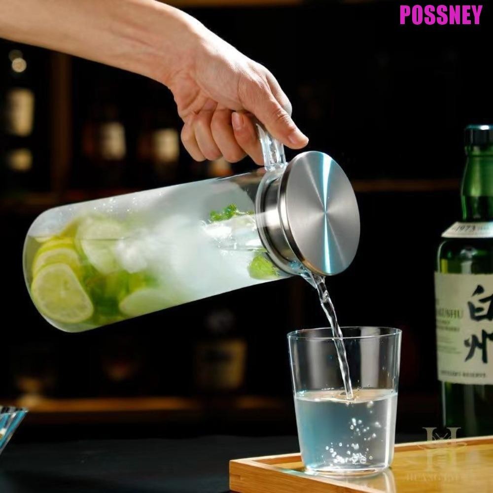 Possney เหยือกอะคริลิคโปร่งใส,ใส 1.0L/1.2L/1.6Lขวดน้ํา,ครัวเรือนพร้อมที่จับขนาดใหญ่ความจุไม้/ฝาสแตนเลสกาต้มน้ําห้องนั่งเล่น