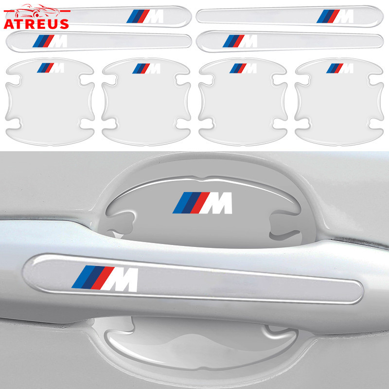 4/8Pcs BMW M Power โปร่งใสรถประตูป้องกันที่มองไม่เห็นรถประตูชามสติกเกอร์ Anti Scratch สติกเกอร์สําหรับ BMW E36 E46 E30 E90 F10 F30 E39 E60 X1 E84 F48 F25 X3 E83 X5 F15
