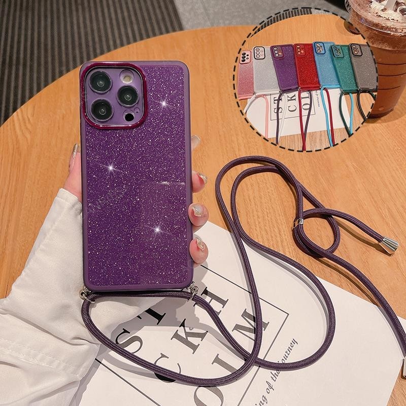 สําหรับ Moto Edge 70 Fusion Edge70 60 Stylus Crossbody สร้อยคอ Lanyard Clear Glitter ซิลิโคนนุ่มสําห