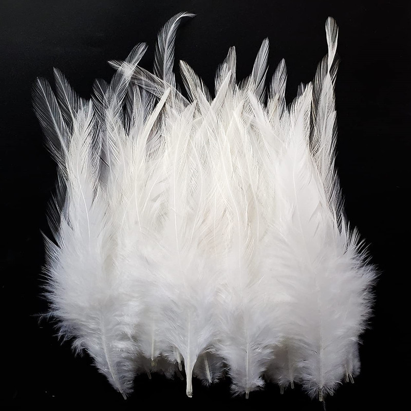 50 ชิ้นสีขาวไก่ขนนก DIY คริสต์มาสตกแต่งบ้าน Dream Catcher ไก่พลัมสําหรับงานแต่งงานอุปกรณ์เสริมแปลกใหม่หัตถกรรม