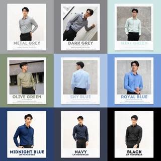 เสื้อเชิ้ตคอปก มีกระเป๋า 20 สี ขาว/ขาวครีม/ชมพูอ่อน/ชมพูโรส/แดง/เลือดหมู/กรม/ดำ