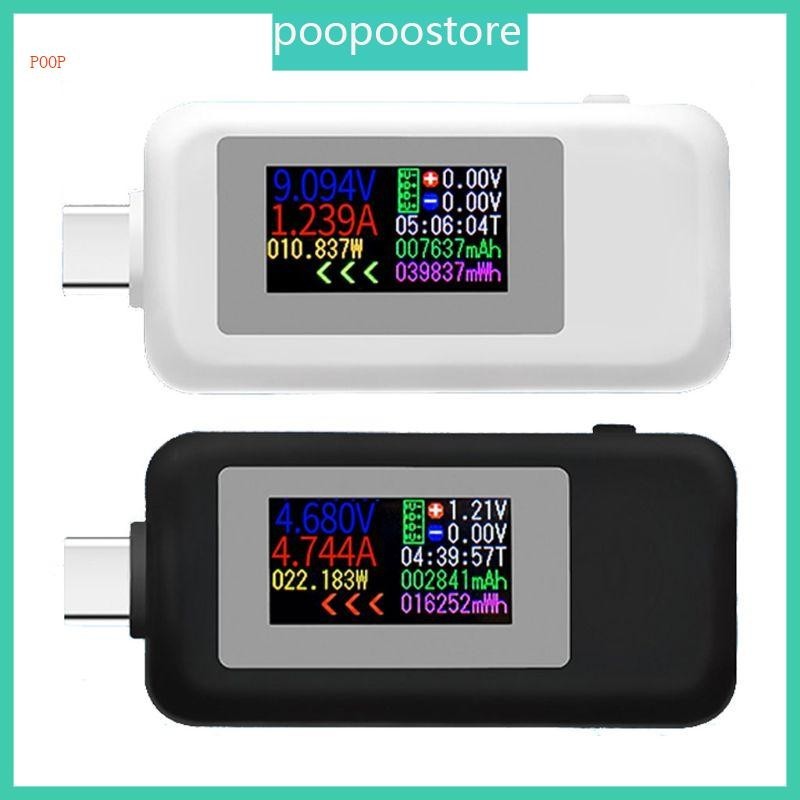 Poop Current Voltage Monitor Power Meter KWS-1902C Type-C USB Tester 0-5A 4-30V สีสําหรับโทรศัพท ์ ม