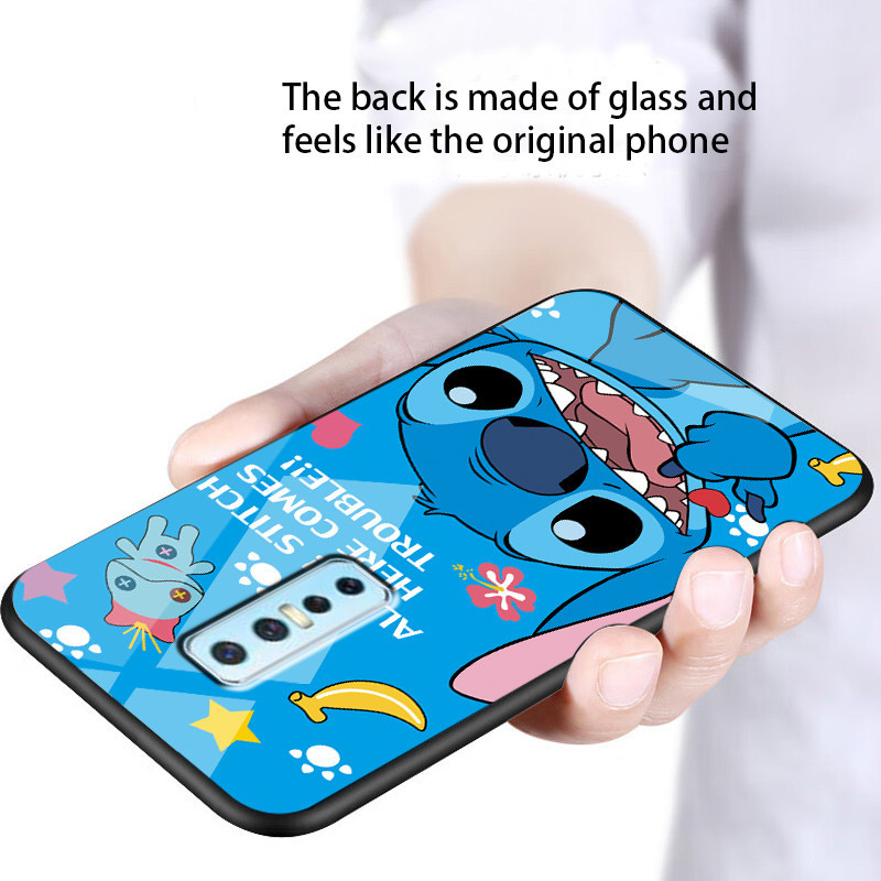 ปลอกแก ้ ว Vivo V17 pro 1910 เคสกระจกนิรภัย ปกหลังแข ็ ง ขอบซิลิคอนอ ่ อน