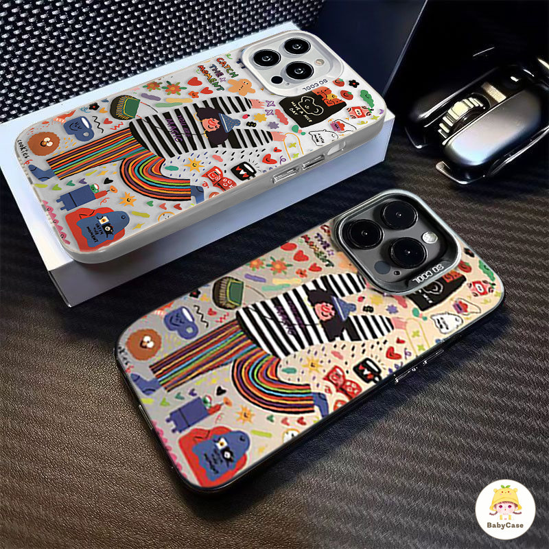 ความฝันโรแมนติกแฟชั่นดูเดิลน่ารักเลนส์โลหะคู่รักผีเสื้อ เคสไอโฟน 15 11 13 14 12 Pro Max XR X XS MAX 14 7 8 Plus SE 2020