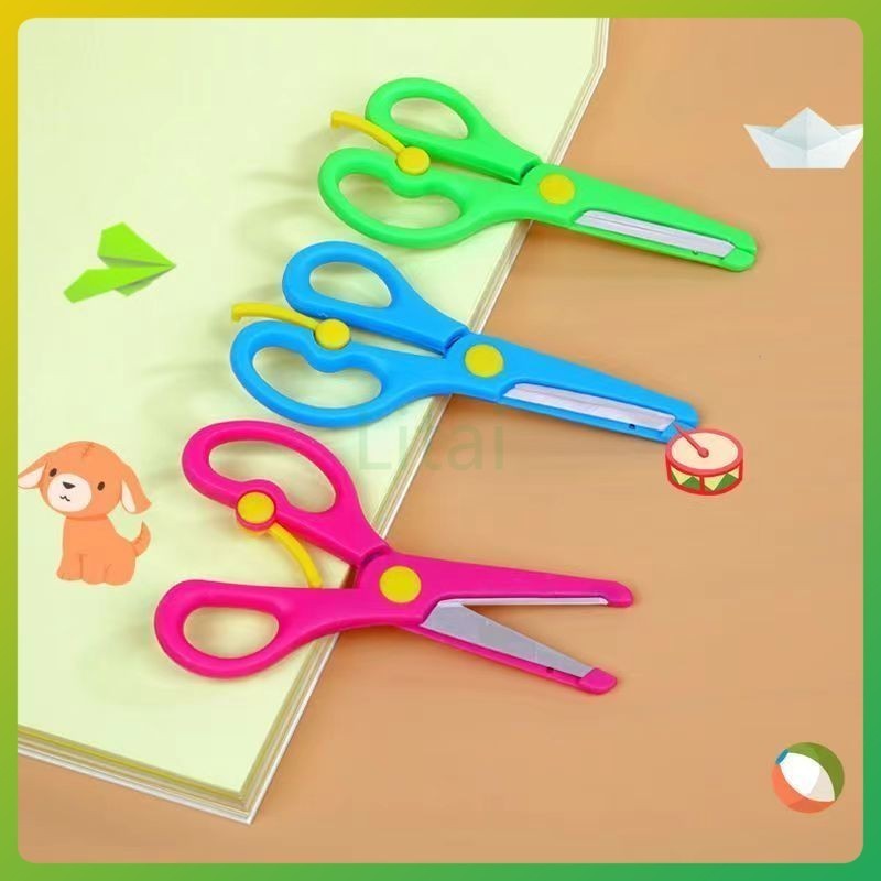 litai กรรไกรความปลอดภัยของเด็ก เหมาะสำหรับการตัดกระดาษทำมือ DIY สำหรับเด็ก