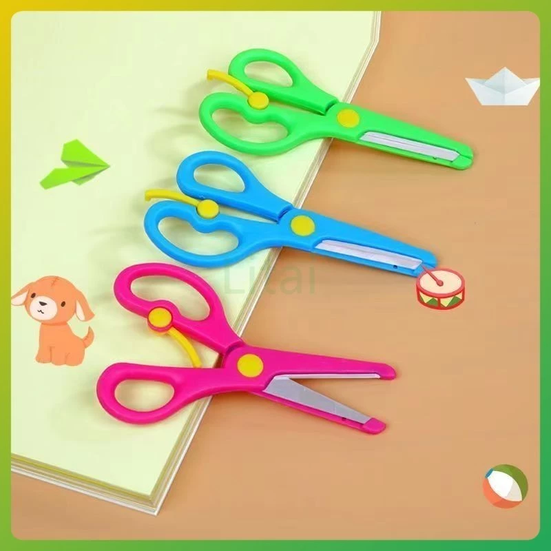 litai กรรไกรความปลอดภัยของเด็ก เหมาะสำหรับการตัดกระดาษทำมือ DIY สำหรับเด็ก