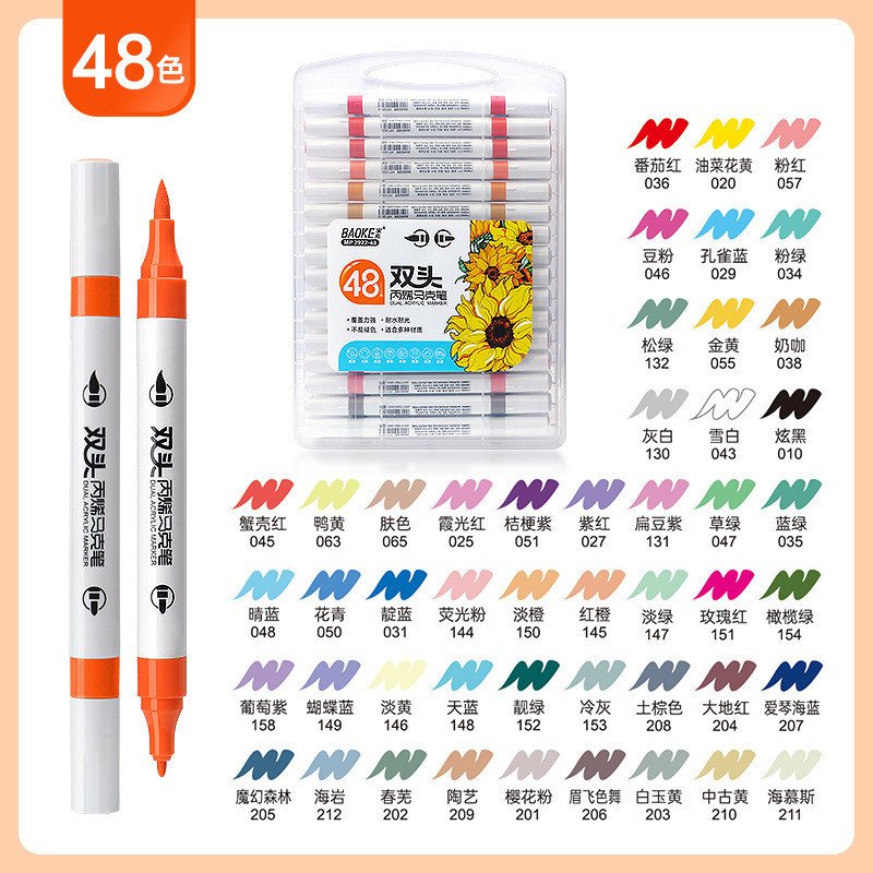 48 สีคู่หัวปากกามาร์คโพรพิลีน กันน ้ ํา Graffiti ปากกา Art มือวาด diy เด ็ กภาพวาดชุดปากกา