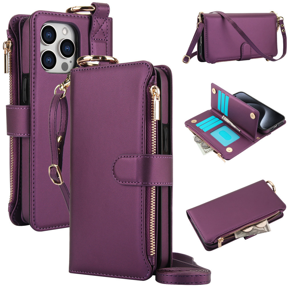 เคสโทรศัพท์ เคส Card Case สําหรับ iPhone15 Pro Max พร้อมสายคล้องโทรศัพท์มือถือกรณีเหรียญกระเป๋าหนังสําหรับ iPhone 17 pro max 16 Pro Max 15 Plus 14 Pro Max 13 Mini 12 11 promax 16 plus 17 Air MP ฝาครอบ