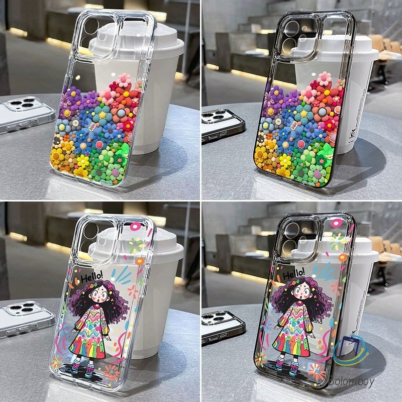 เคส for Iphone 11 XR 12 13 14 Pro Max 7 8 Plus X XS ดอกทิวลิป ชัดเจนเปลือกนิ่ม เคสป้องกันเลนส์มือถือ ดอกไม้ สาวน้อย