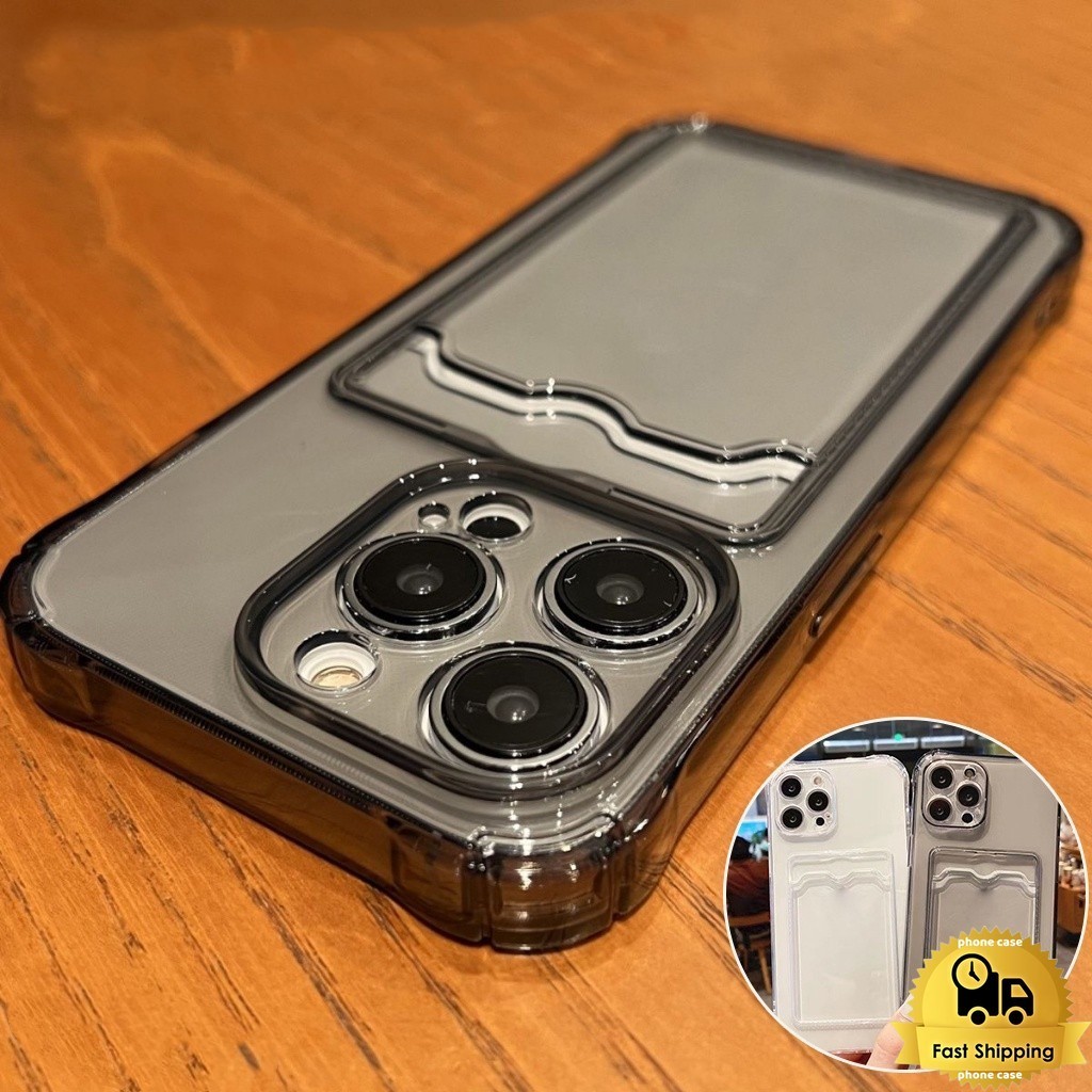 For iPhone 11 เคส ผู้ถือบัตร 15promax 12 13 14 15 pro max 7 8 15plus XR XS X เคสโทรศัพท์ กันกระแทก ชัดเจน