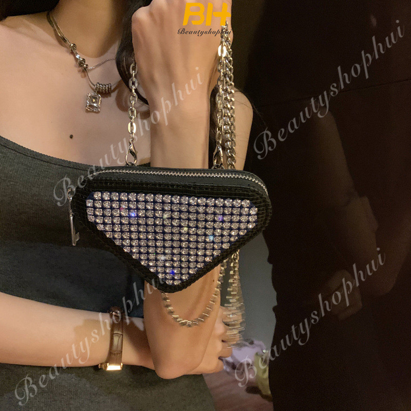 Textured Niche Rhinestone กระเป๋าหญิงฤดูร้อนใหม่อินเทรนด์ไหล่กระเป๋า Messenger ยอดนิยม All-Matching กระเป๋าโซ่