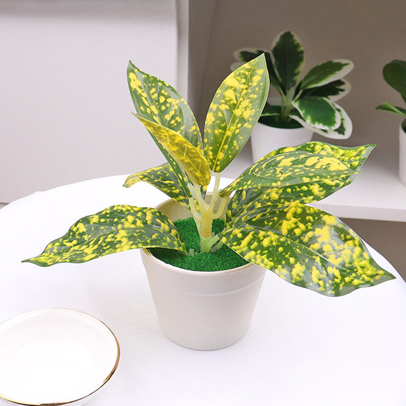 [ดอกไม้ + กระถาง] พืชประดิษฐ์พร้อมหม้อพืชปลอมบอนไซสํานักงาน /โต๊ะรับประทานอาหารตกแต่งบ้านและแสดง - รูปที่ 5