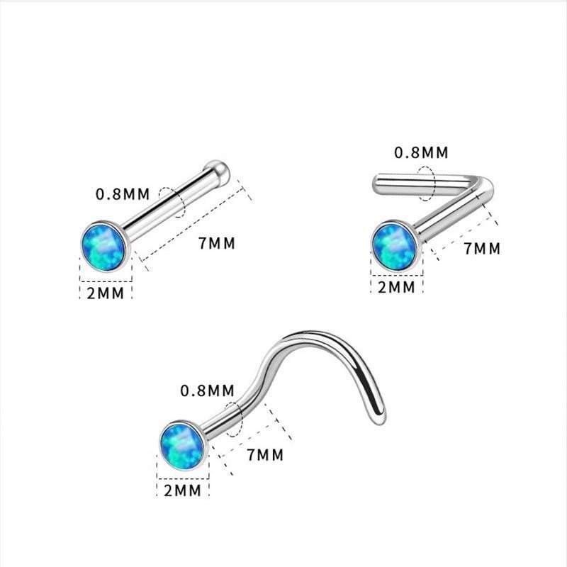 Jinjoo Set 3 ชิ้น 3 สี จิวจมูก Colored Opal Nose Stud ขนาด 0.8 mm. สแตนเลส รหัส N05 - รูปที่ 7